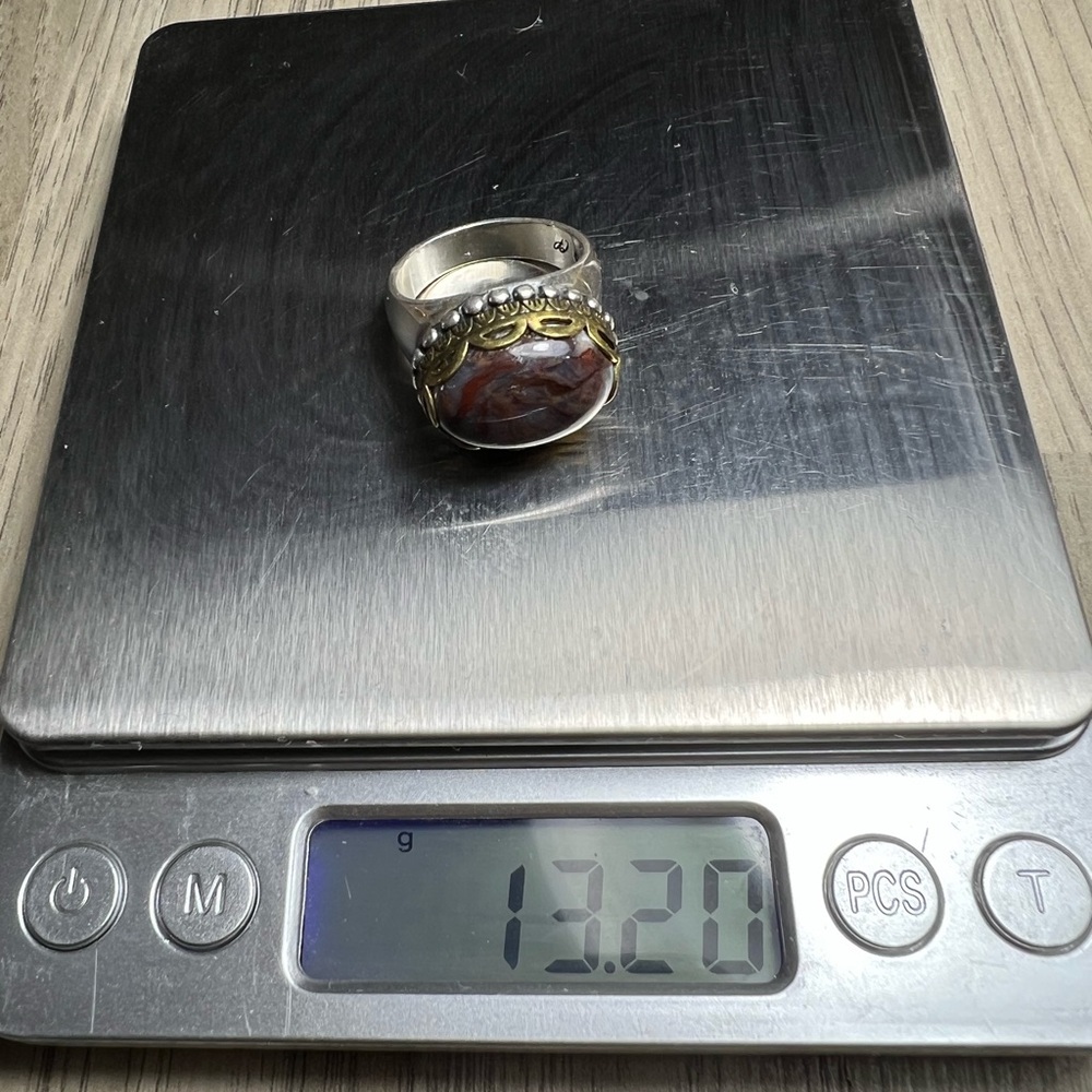 Carolyn Pollack Relios Sterling Silver Pietersite Brass Ring Size 9 - Picture 8 of 8